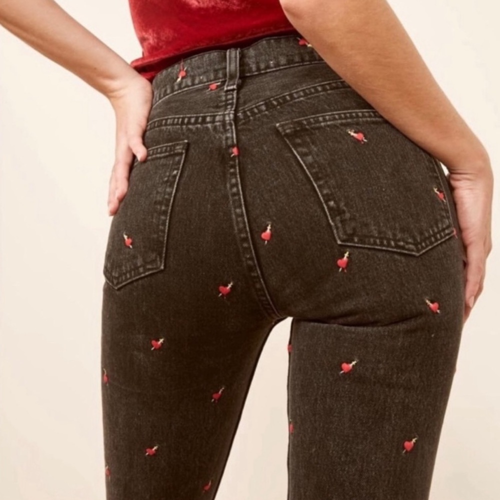 Reformation Julia embroidered hearts jeans